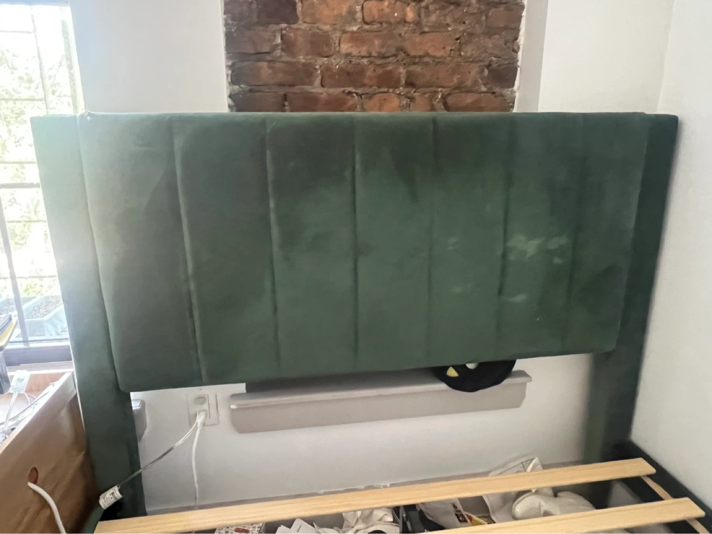 Green Velvet Upholstered Platform Full Bed Frame - photo 4