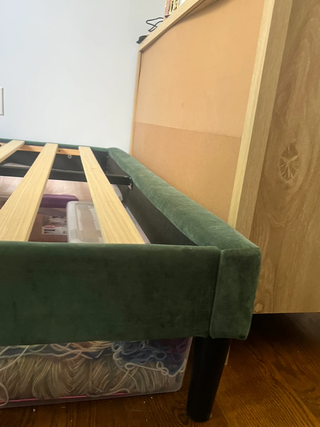 Green Velvet Upholstered Platform Full Bed Frame - photo 5