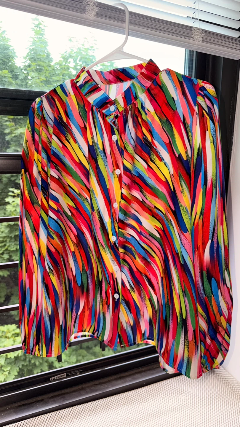 Colorful Striped Button-Up Shirt - photo 3