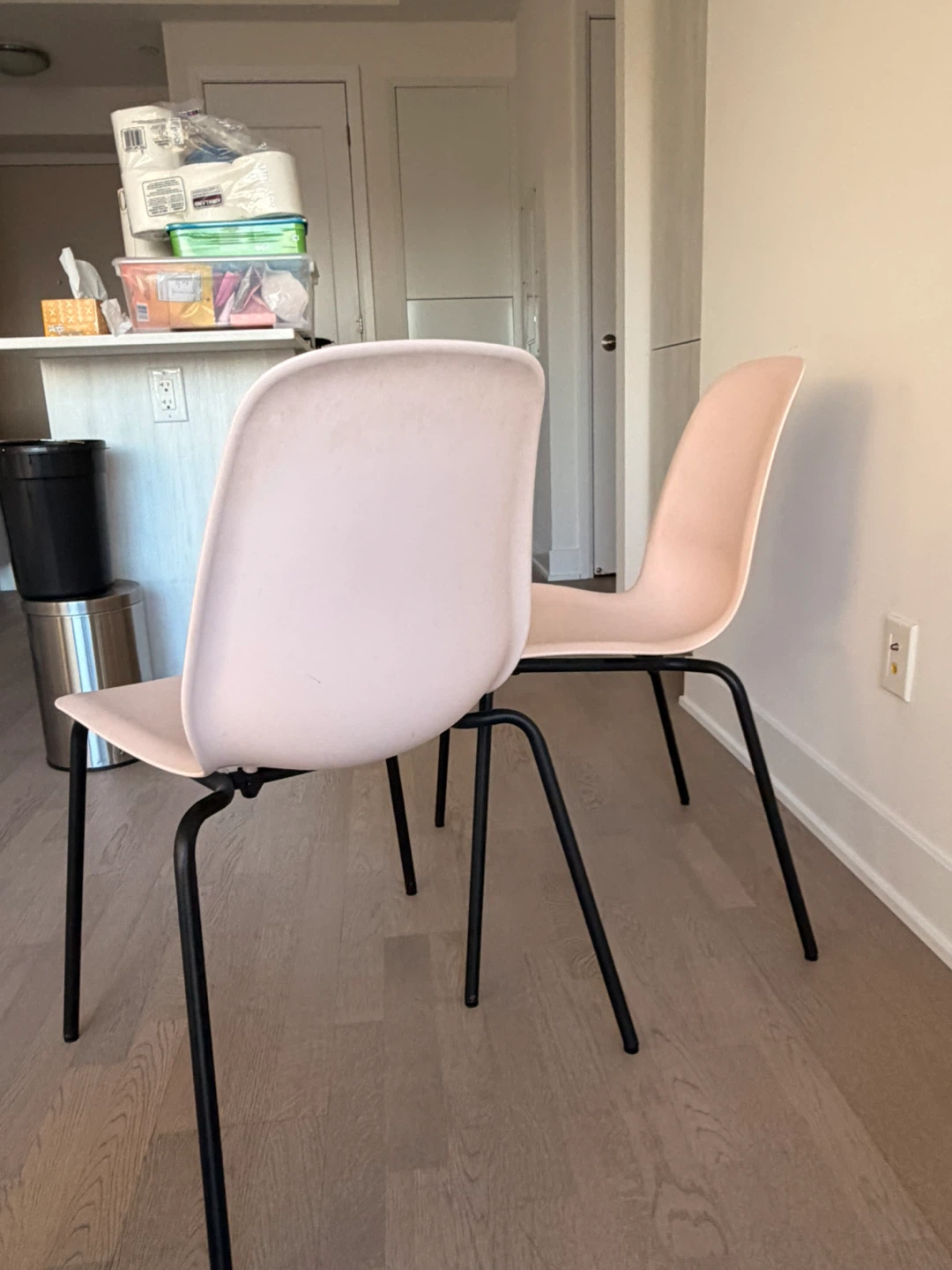 IKEA Set of 2 Pink Chairs with Black Legs - photo 2
