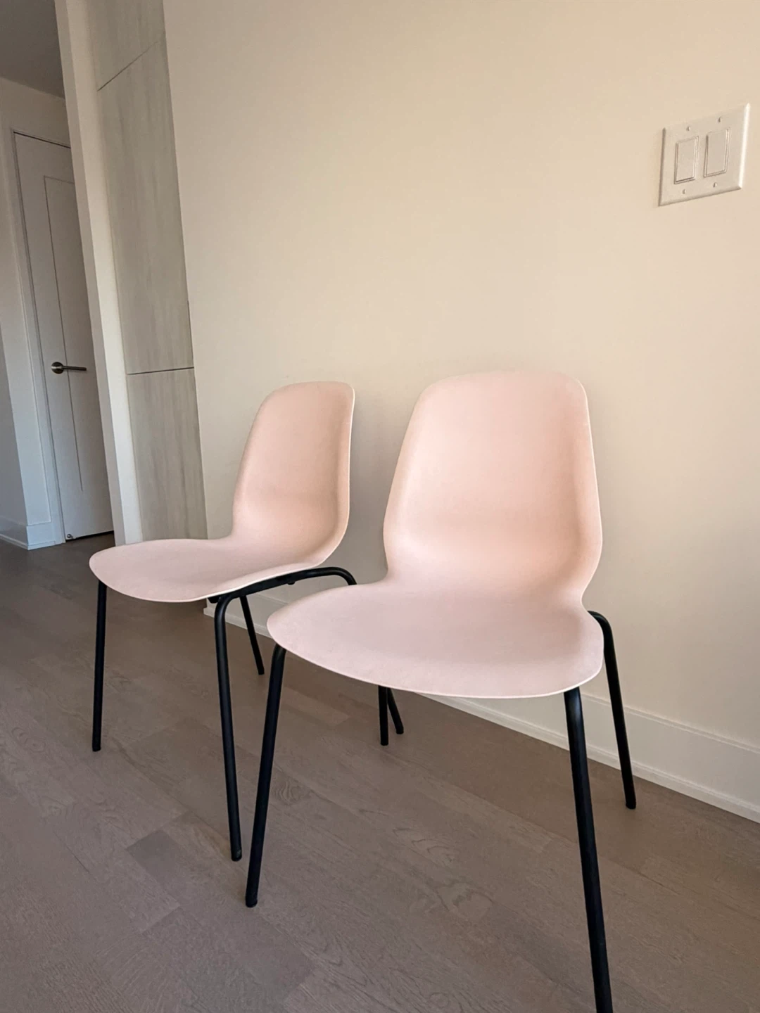 IKEA Set of 2 Pink Chairs with Black Legs