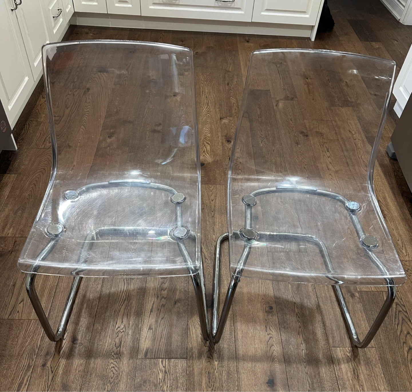 2 IKEA Tobias Clear Acrylic Chairs Carl Öjerstam