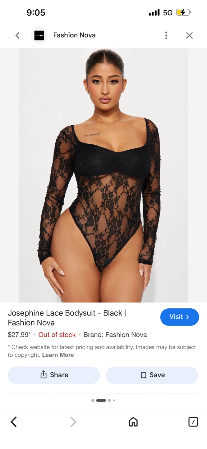 Fashion Nova Josephine Lace Bodysuit - Black