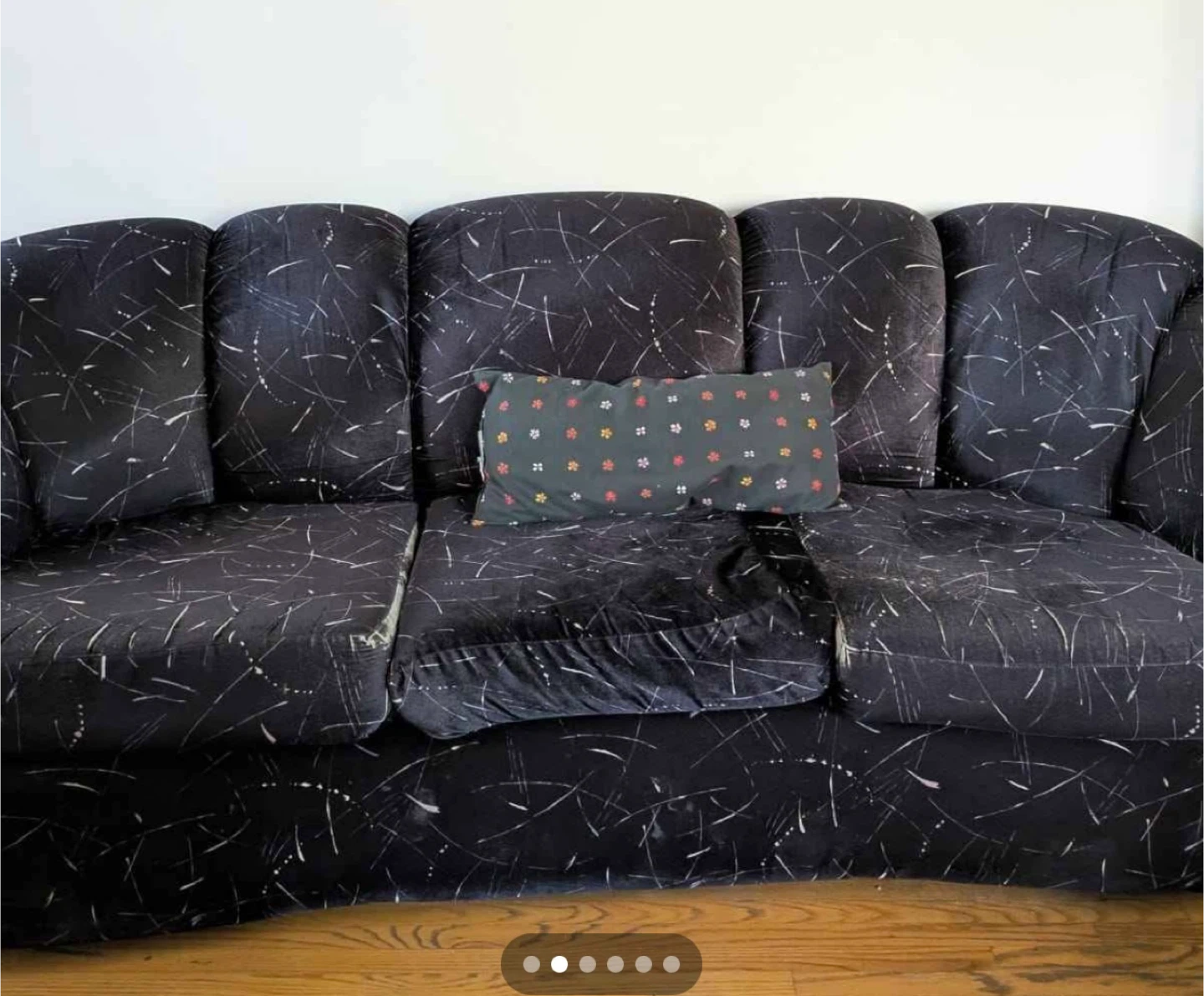 3-pc Black couch with modern abstract pattern - photo 2