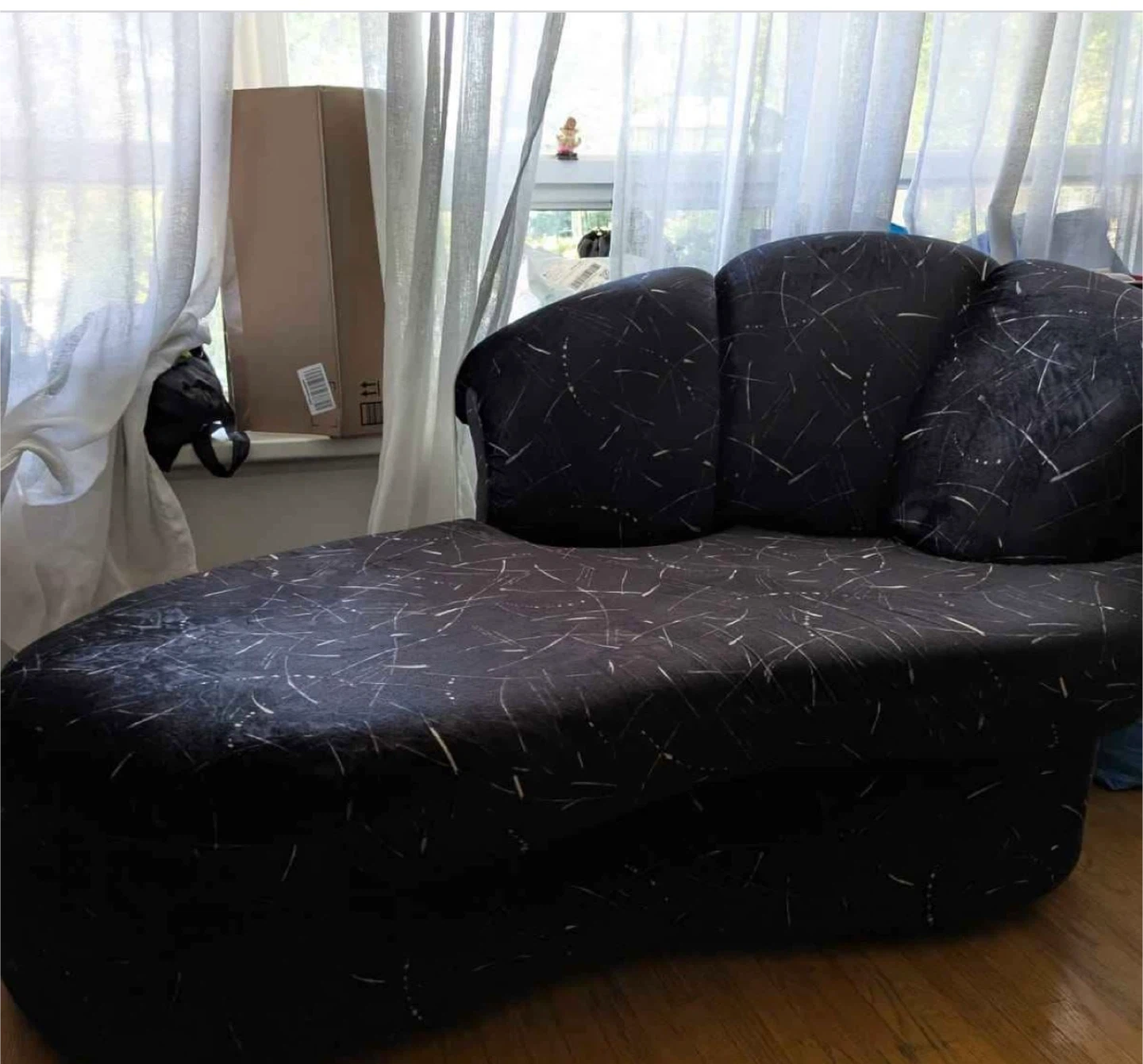 3-pc Black couch with modern abstract pattern - photo 3