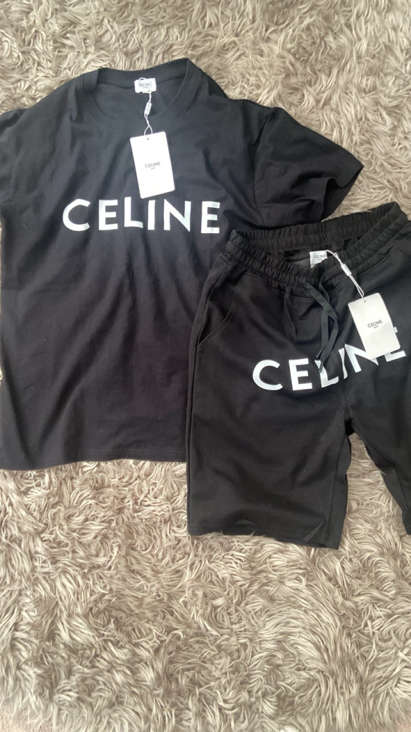 CELINE Black T-shirt and Shorts Set