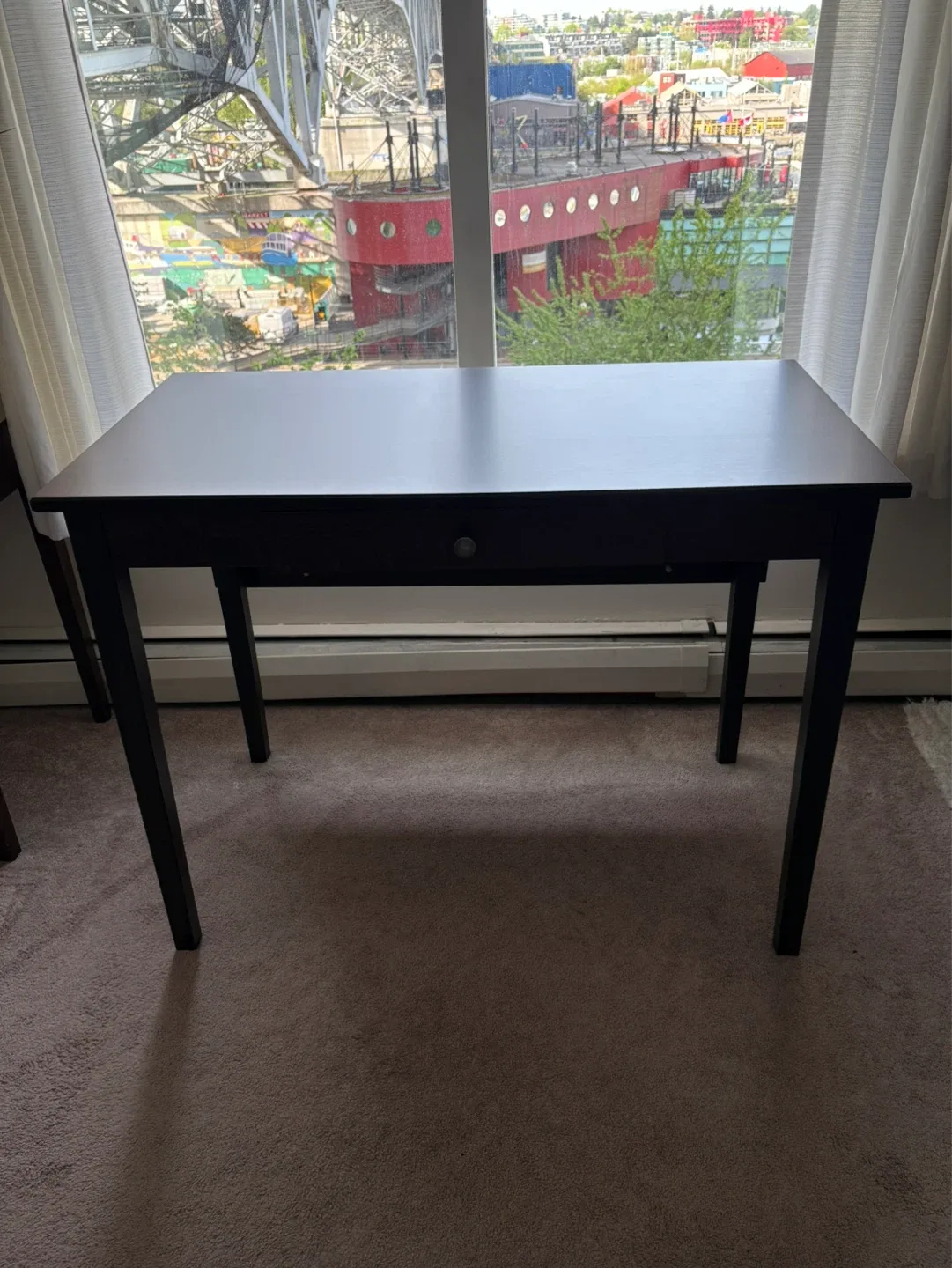 Dark Wood Drop Leaf Desk with Drawer