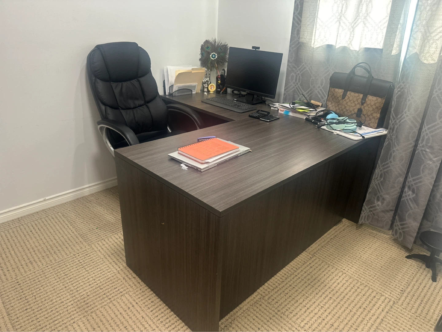 L-shaped executive desk