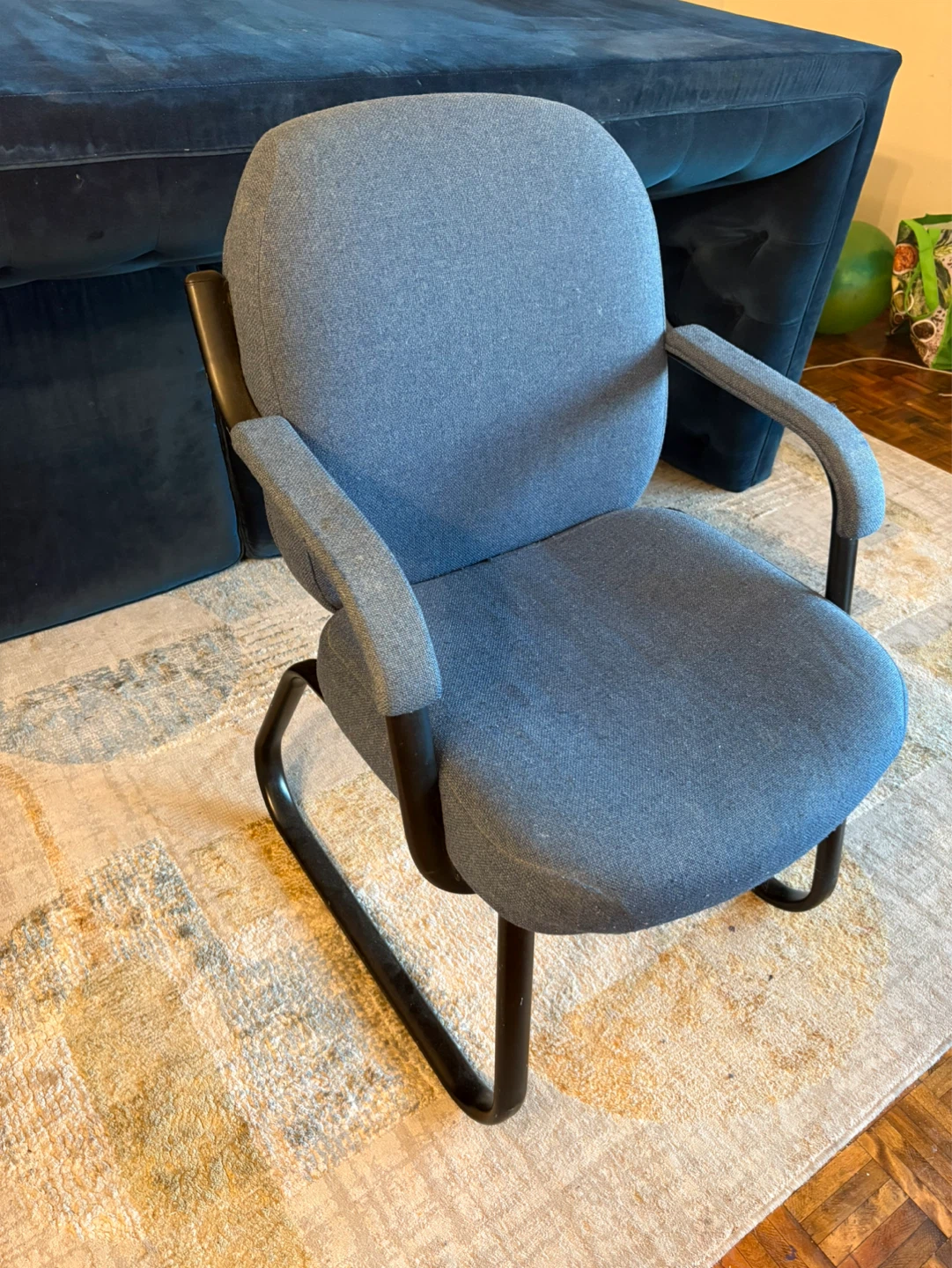 Two Blue Upholstered Office Chair - photo 2