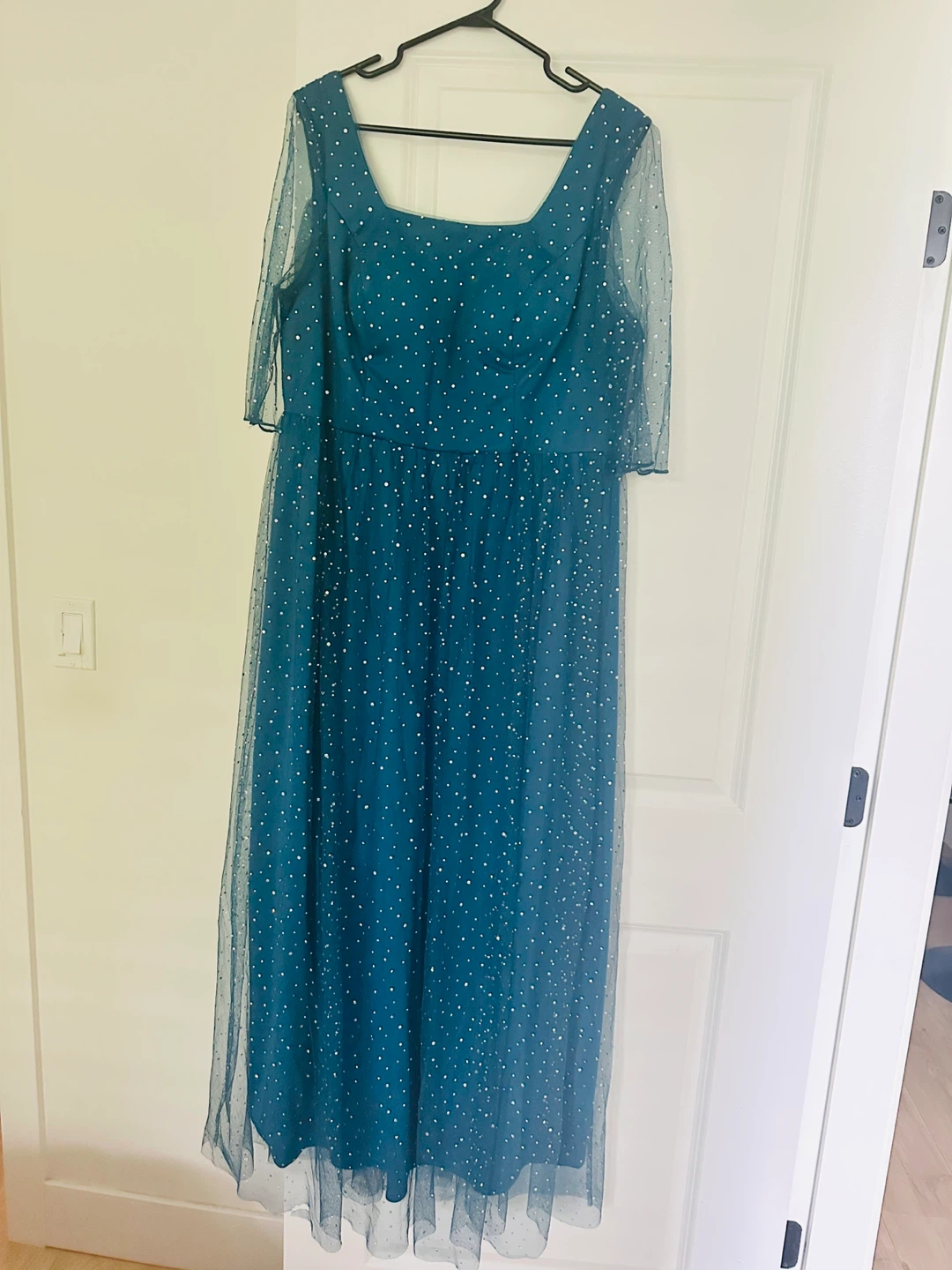 Teal Sparkle Tulle Maxi Dress