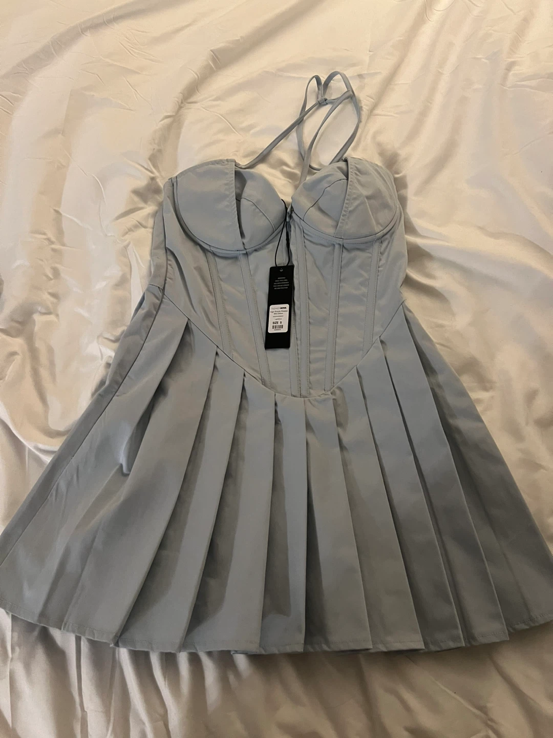 Light Blue Pleated Corset Dress - photo 3