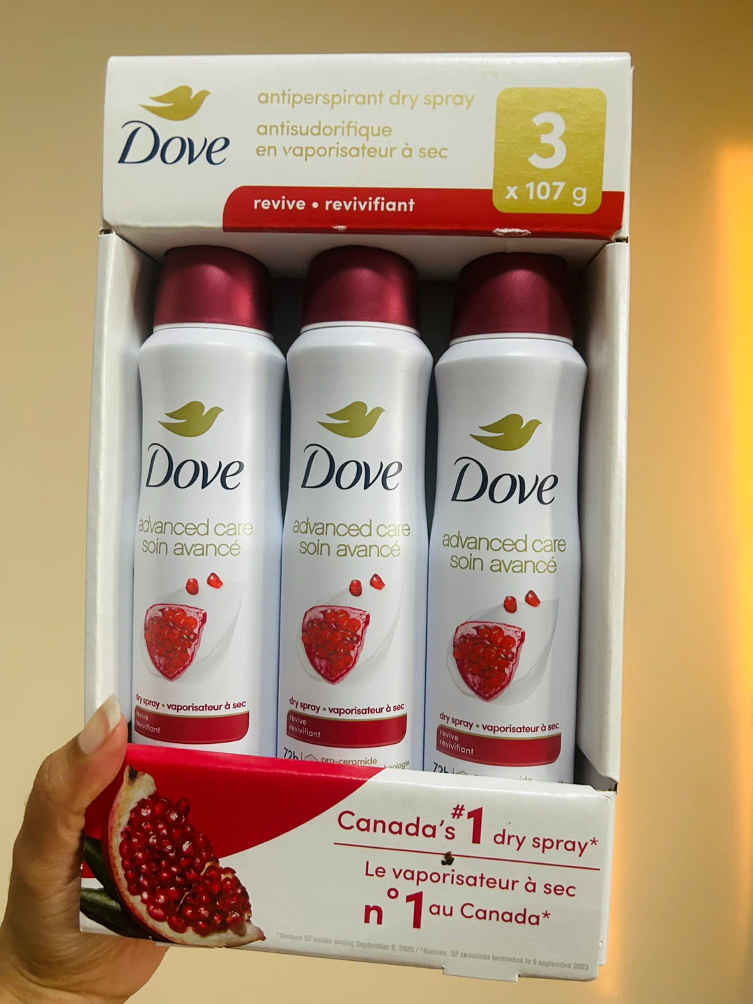 Dove Deodorant + Antiperspirant Dry Spray, 3 x 107 g