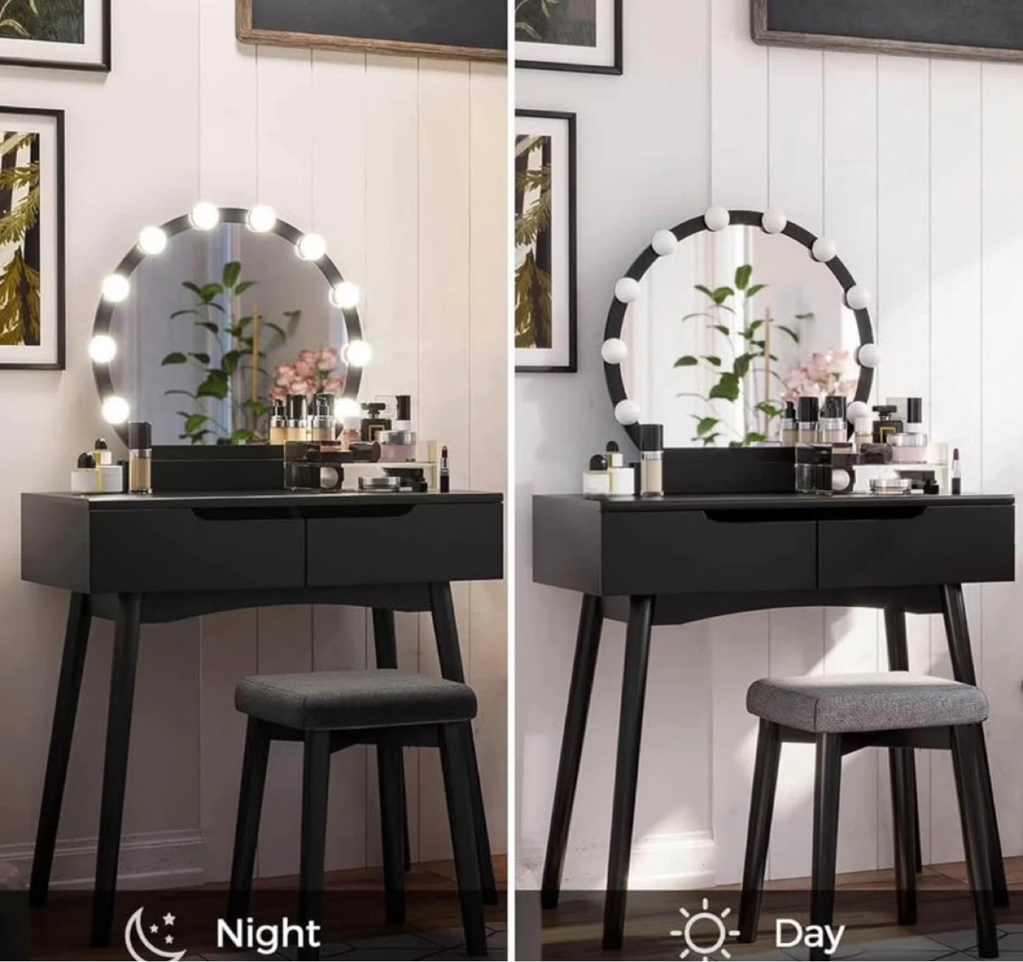 Black Vanity Table with Lighted Mirror - photo 5