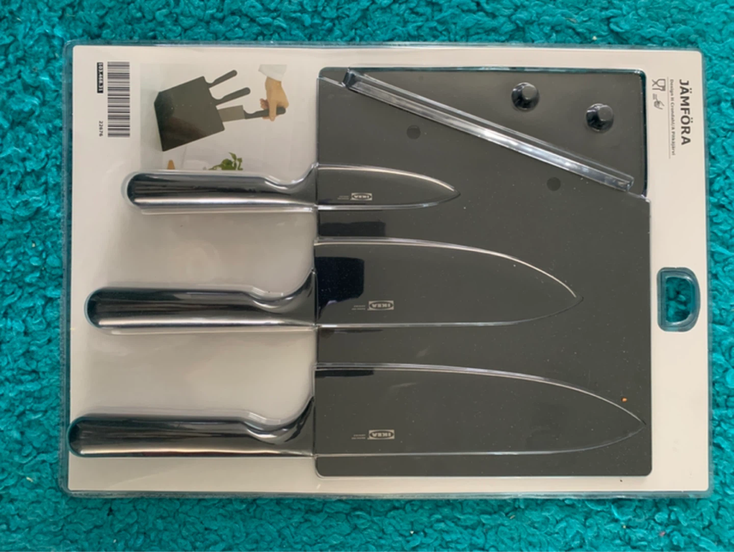 IKEA JÄMFÖRA 3-Piece Knife Set with Block