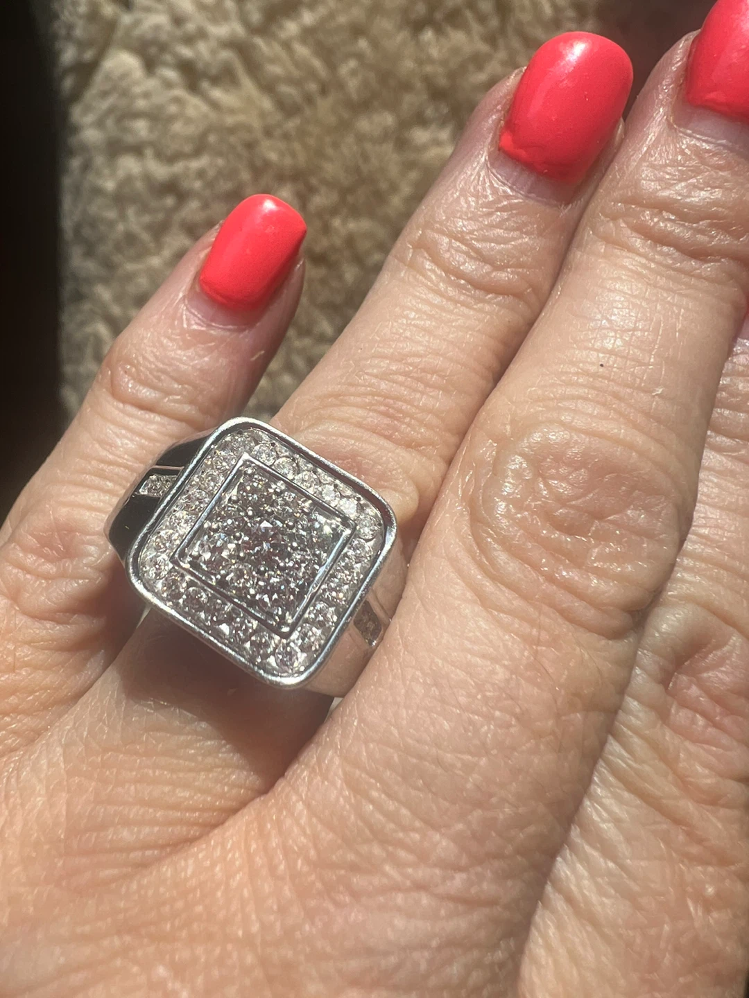 Men's 10K Gold Diamond Signet Ring - photo 2