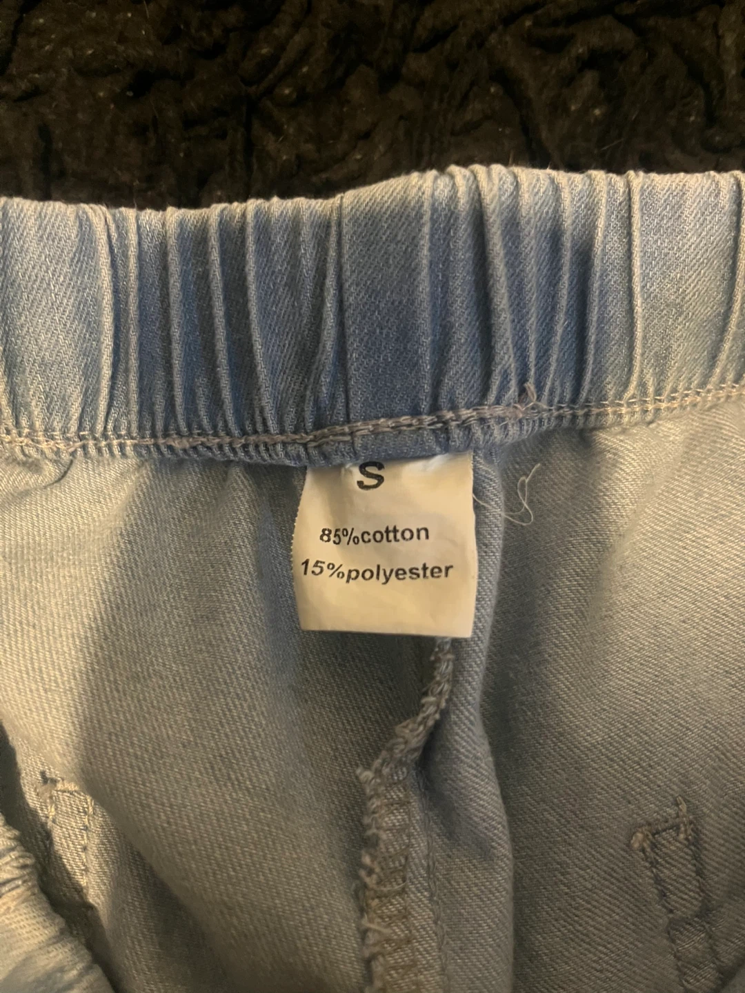 Light Wash Denim Shorts with Fringed Hem - photo 5