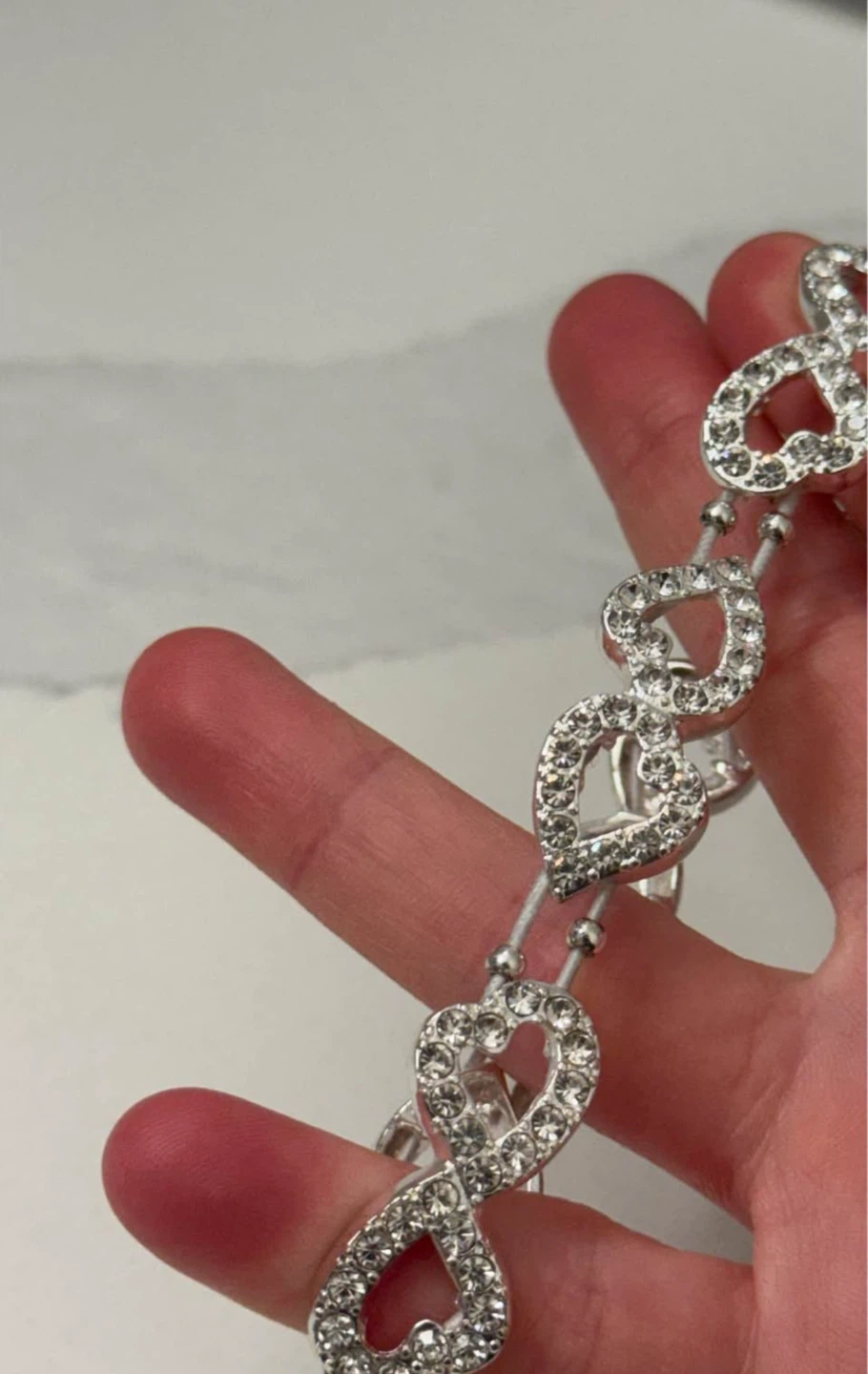 Rhinestone Heart Stretch Bracelet – Stretch Fit - photo 3