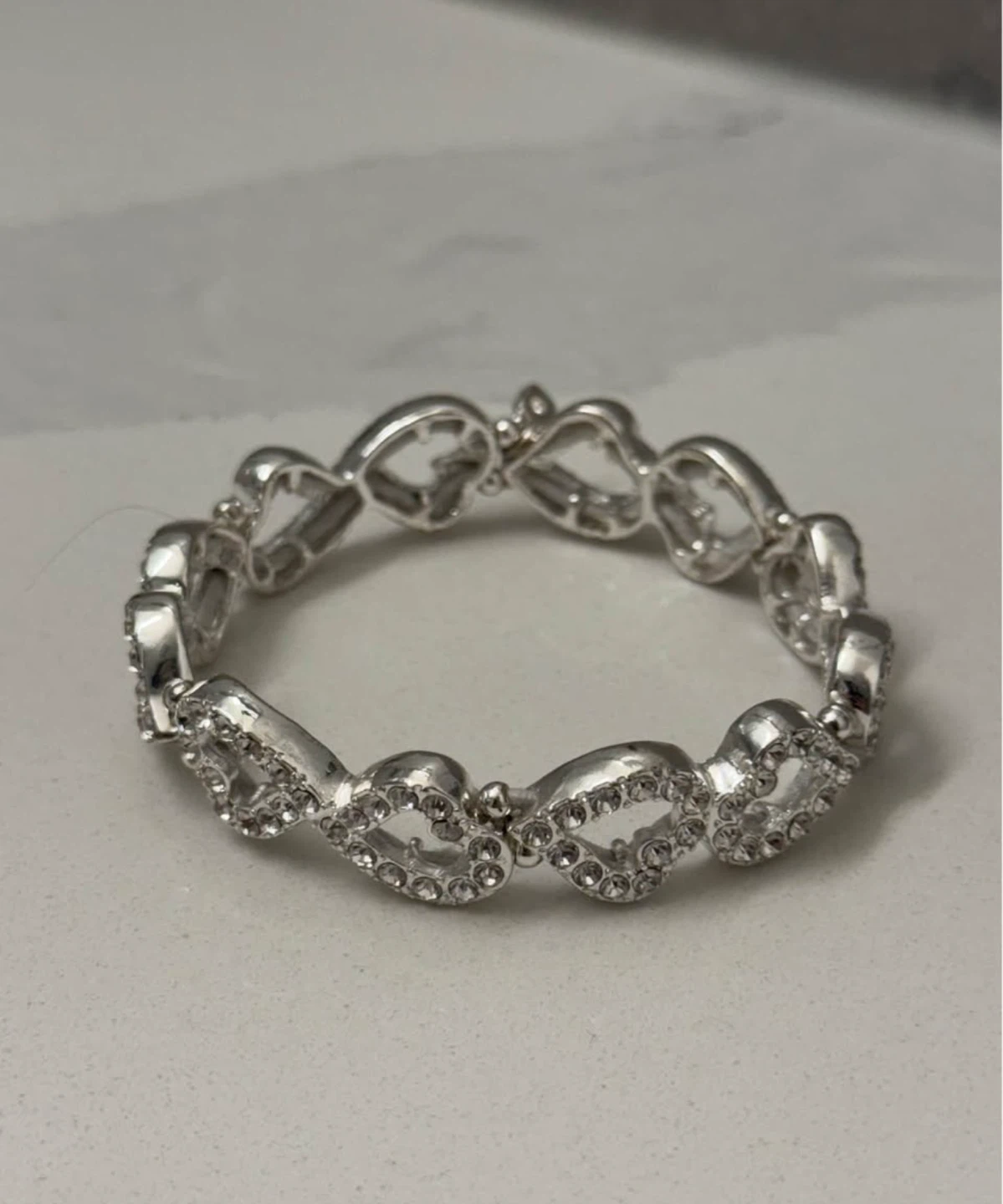Rhinestone Heart Stretch Bracelet – Stretch Fit - photo 2