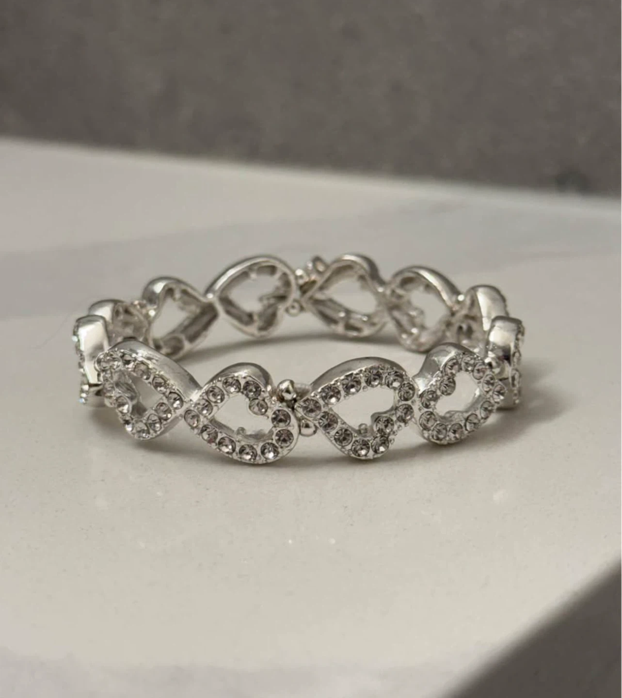 Rhinestone Heart Stretch Bracelet – Stretch Fit