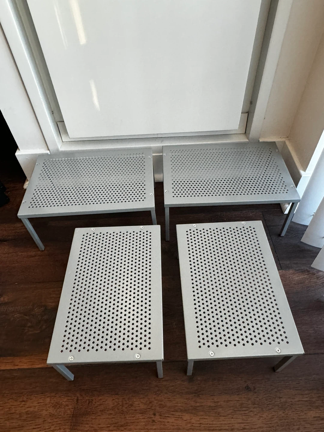 Set of 4 Grey Metal Risers/Stands