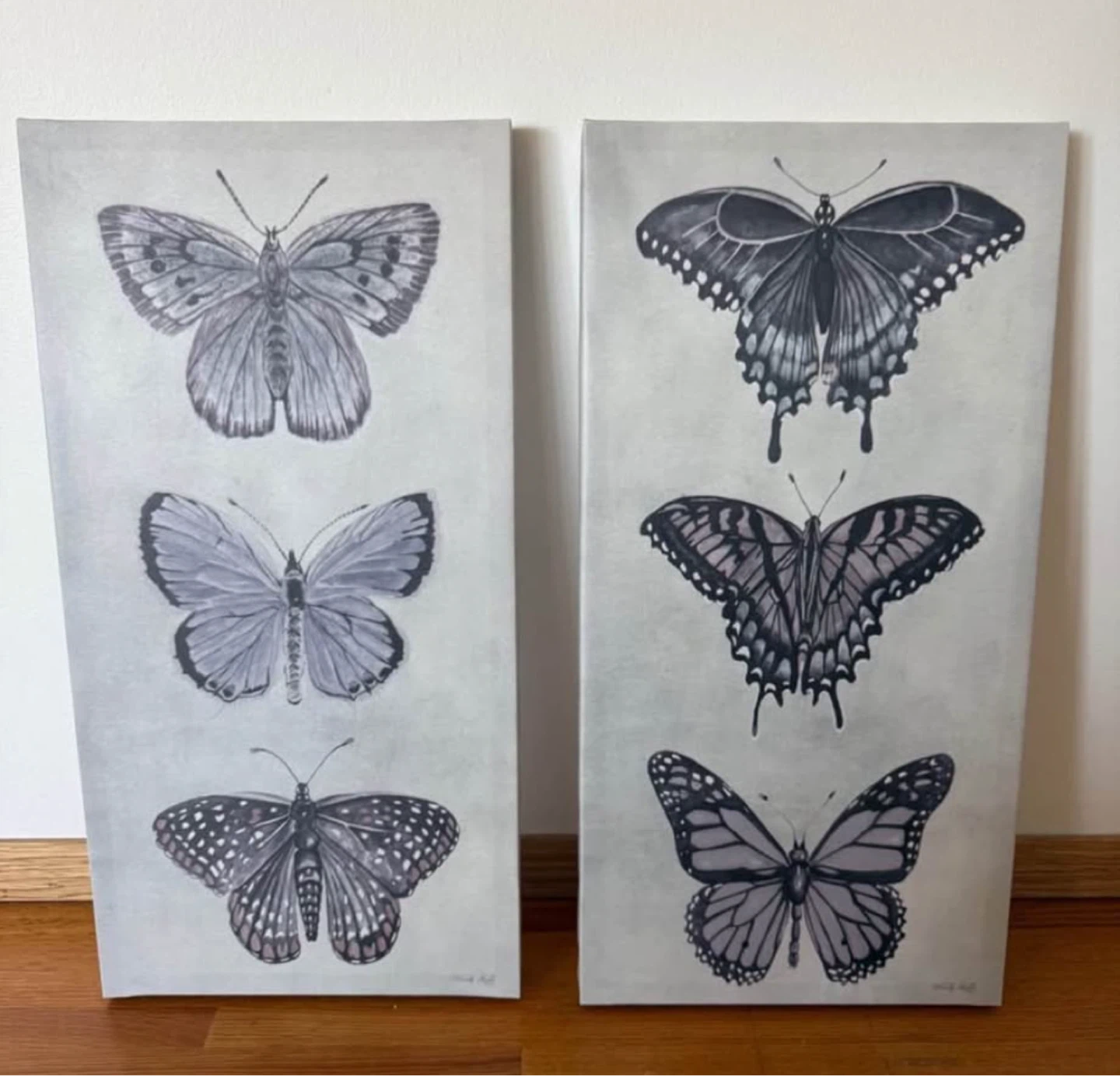 Butterfly Canvas Wall Art Set of 2 - Neutral Home Decor