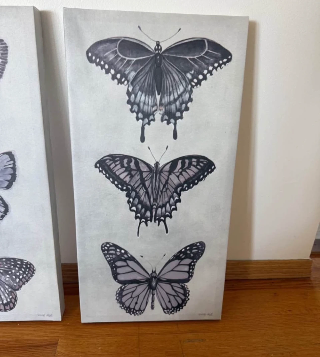 Butterfly Canvas Wall Art Set of 2 - Neutral Home Decor - photo 3