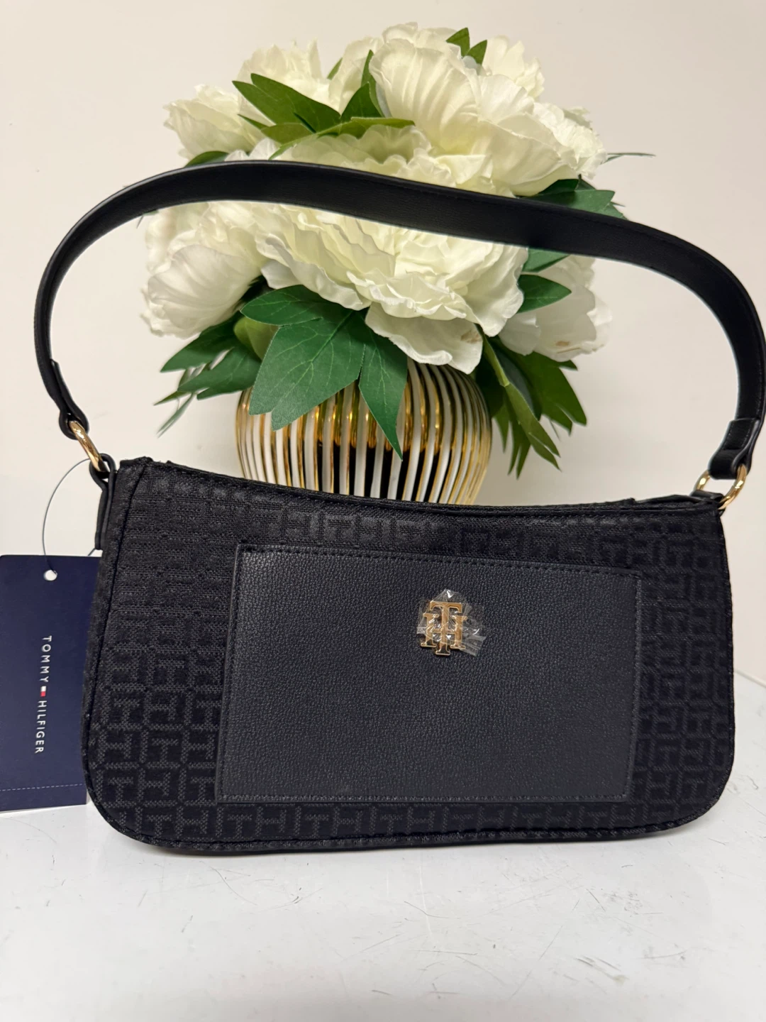 Tommy Hilfiger Black Monogram Shoulder Bag