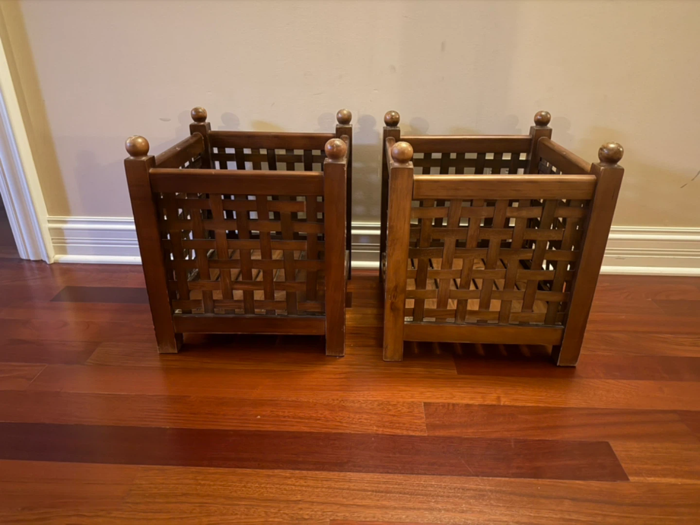 Set of 2 Wooden Woven Baskets