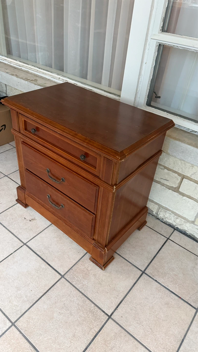 Wooden Nightstand with 3 Drawers - photo 2