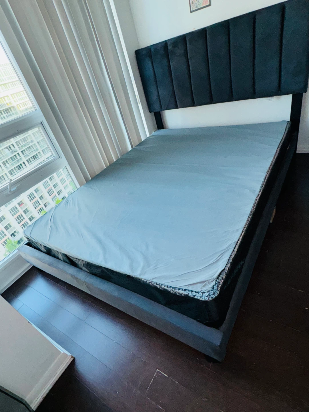 Queen Size Bed Frame with Headboard + Box Spring - photo 2