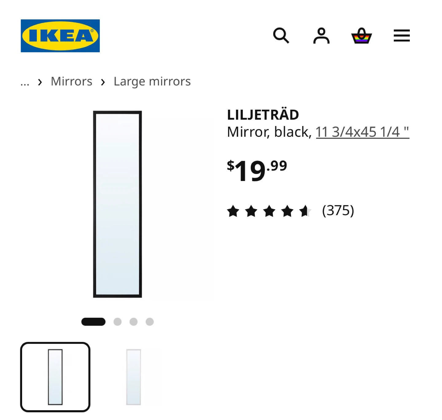 IKEA LILJETRÄD Mirror, Black