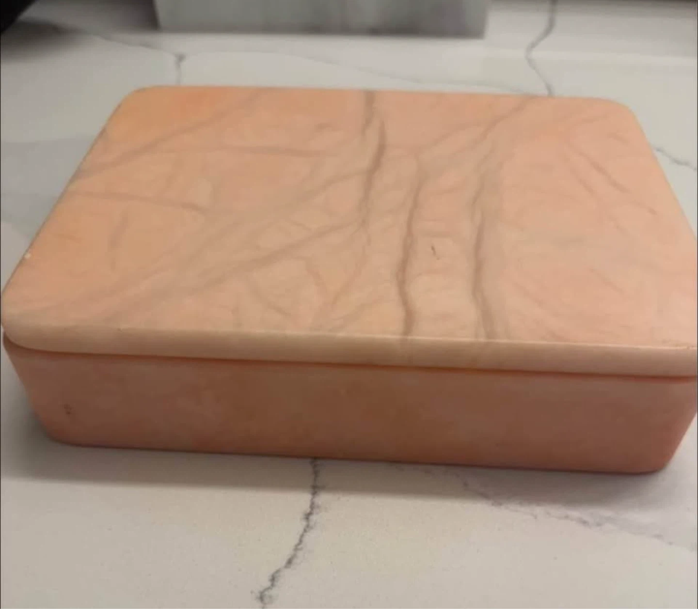 Vintage Alabaster Jewelry Box - Genuine Marble Trinket Box - photo 2