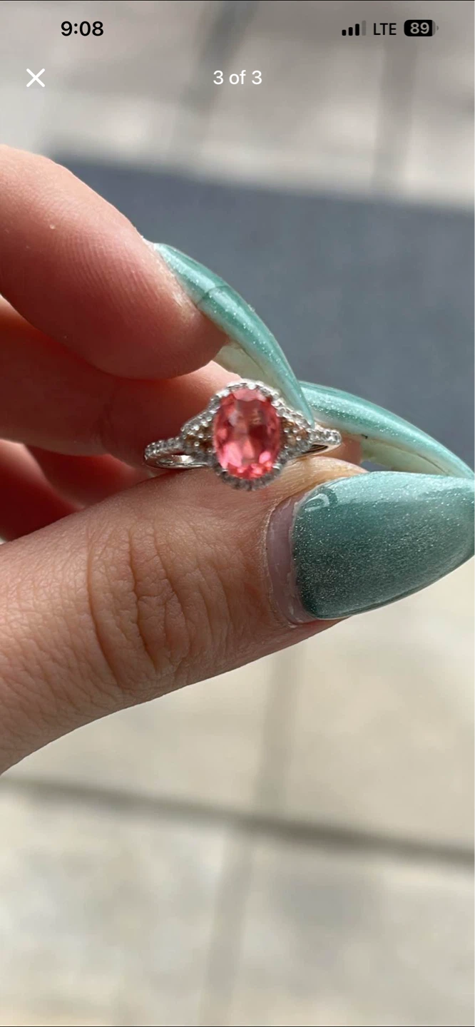 Oval Pink Gemstone Ring with Diamond Accents - photo 2