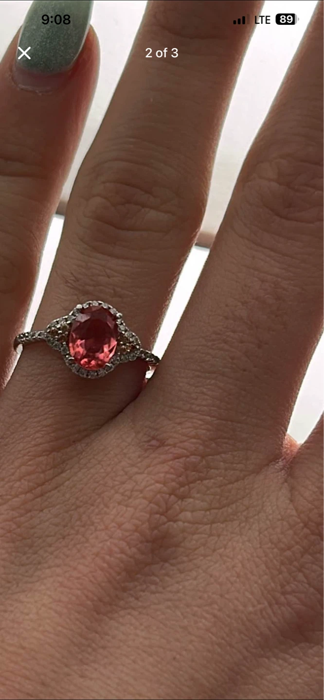 Oval Pink Gemstone Ring with Diamond Accents