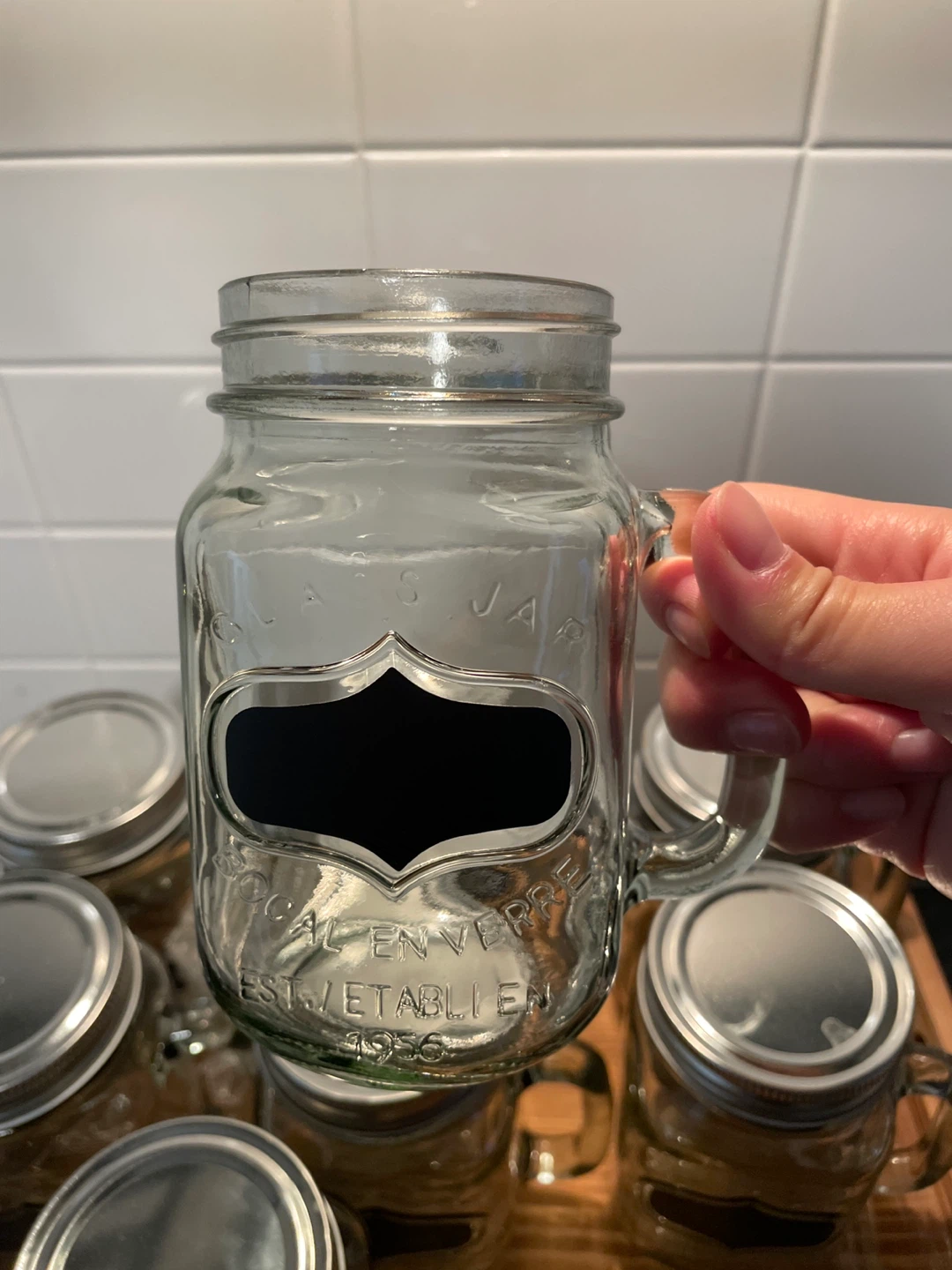 Set of 8 Glass Mason Jar Mugs with Labels & Straws - photo 4