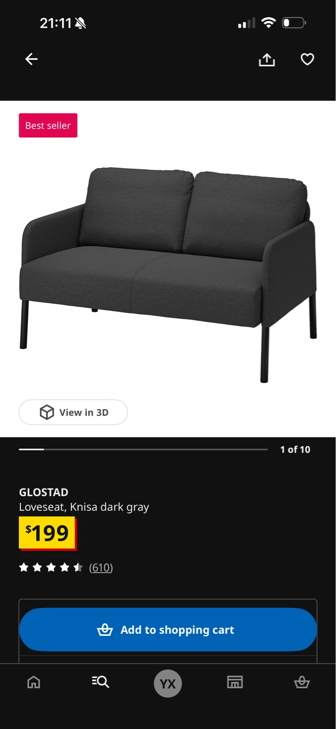 Ikea Glostad Loveseat - photo 3
