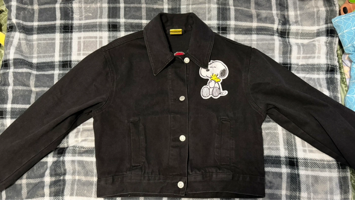 Peanuts Snoopy Black Denim Jacket