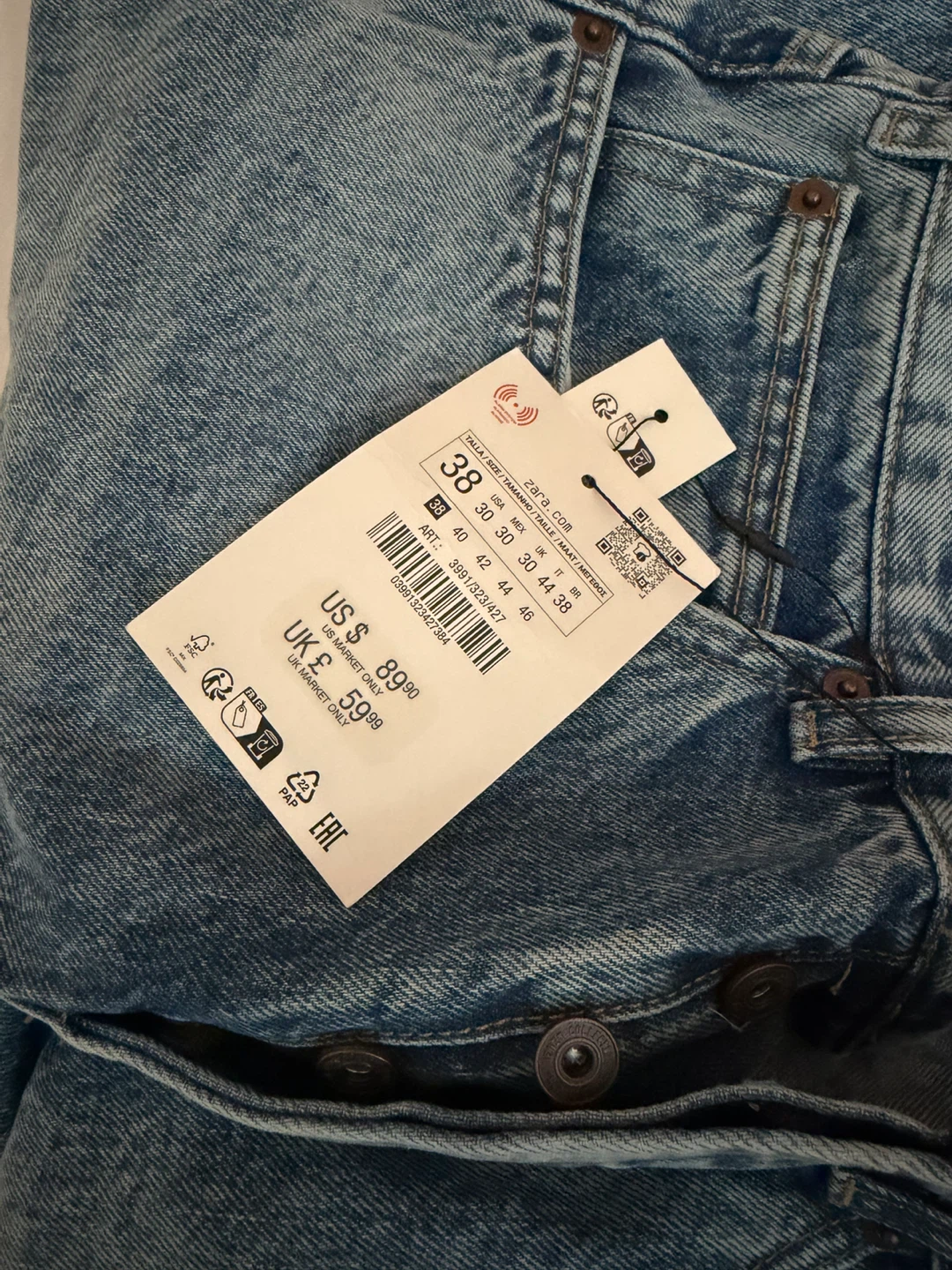 Zara Origins Men's Blue Denim Jeans Size 38 - photo 2