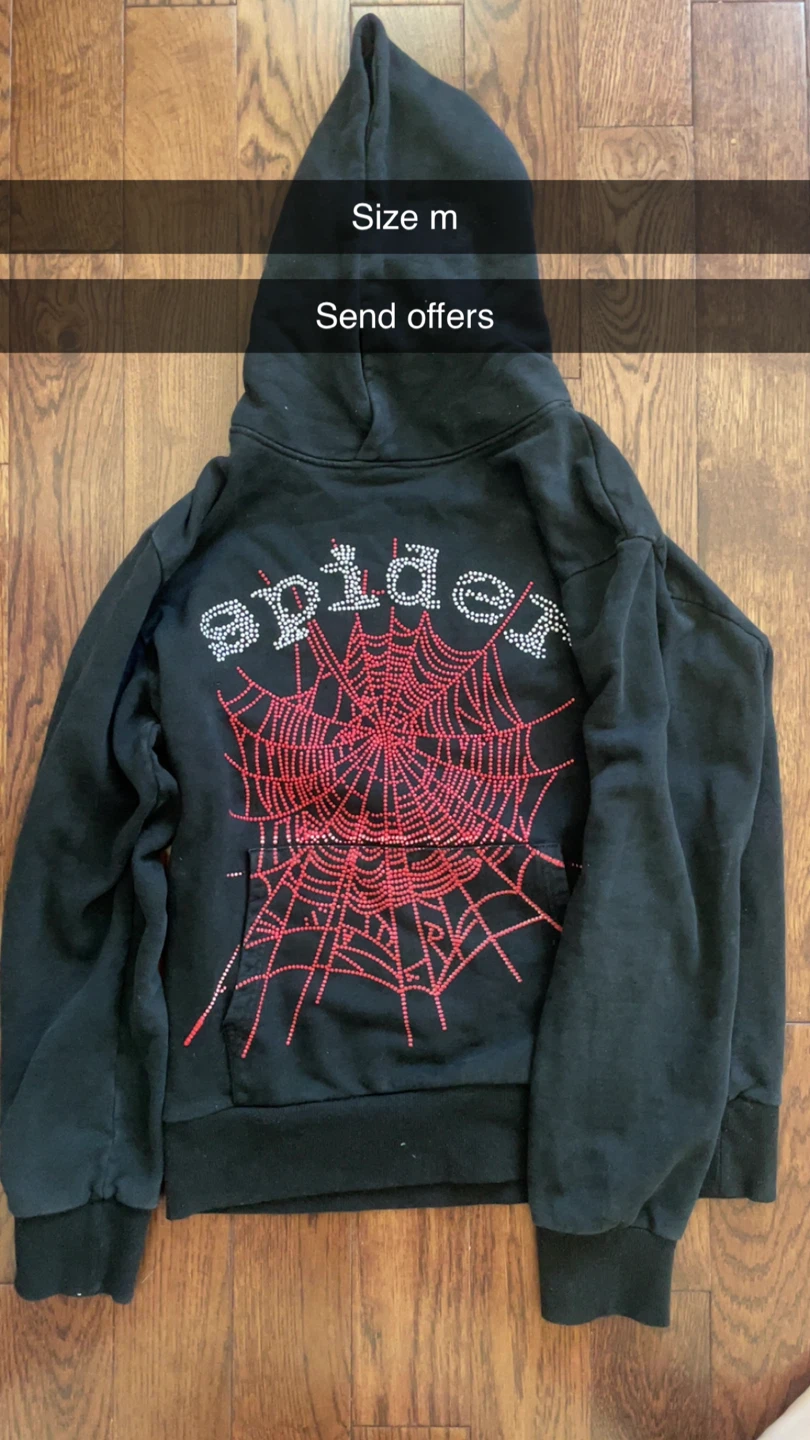 Black Spider hoodie with rhinestone spiderweb