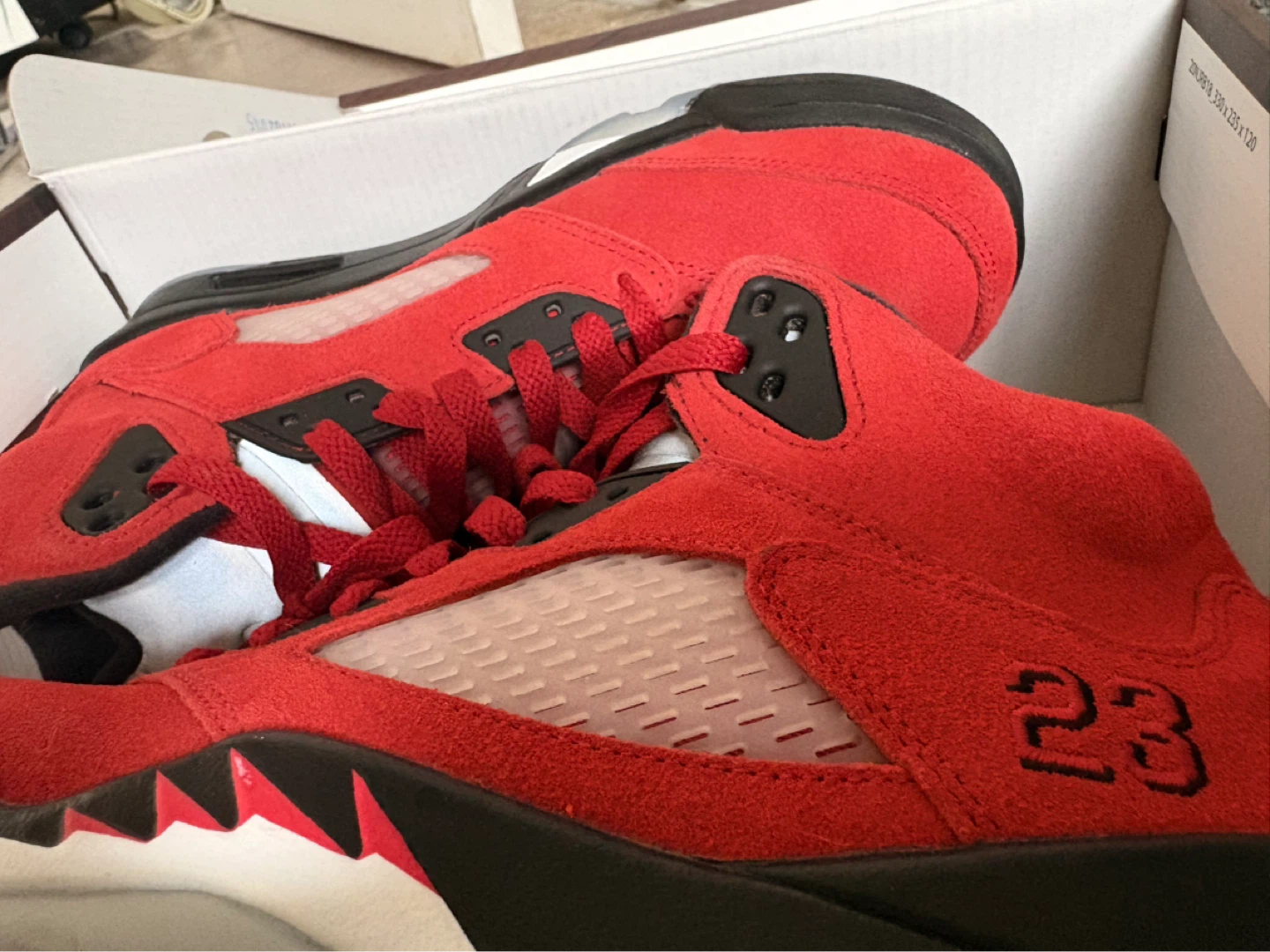 Air Jordan 5 Red Suede Sneakers - photo 2
