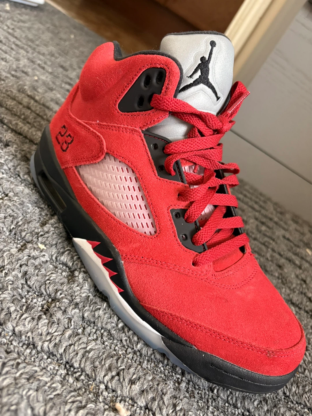 Air Jordan 5 Red Suede Sneakers