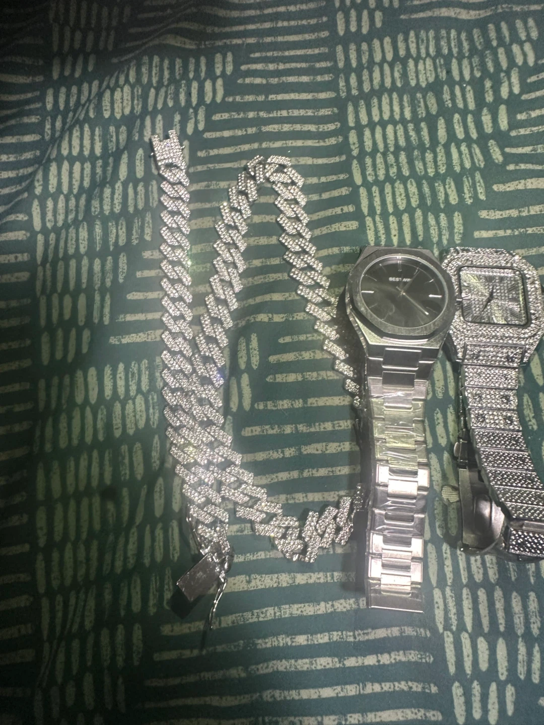 Cuban Link Chain and Watch Set