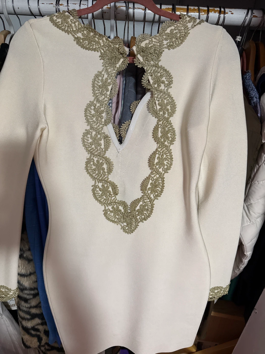 Miss Circle New York Cream & Gold Lace Trim Dress - photo 5