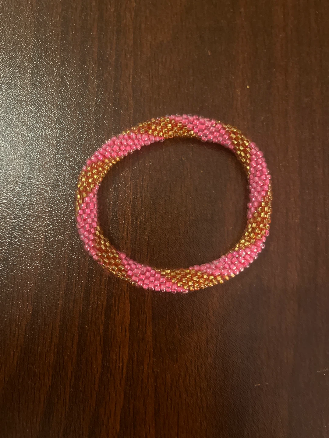 Pink and Gold Beaded Bracelet