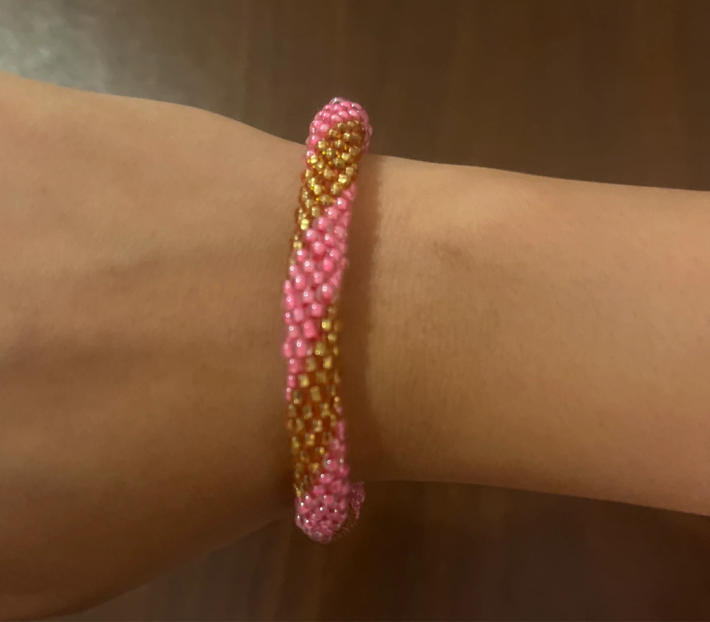 Pink and Gold Beaded Bracelet - photo 2