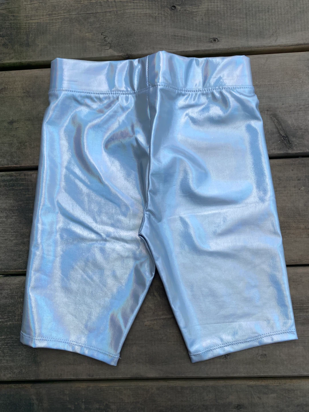 Mini Pop Kids Silver Holographic Bike Shorts Size M (7-8) - photo 2