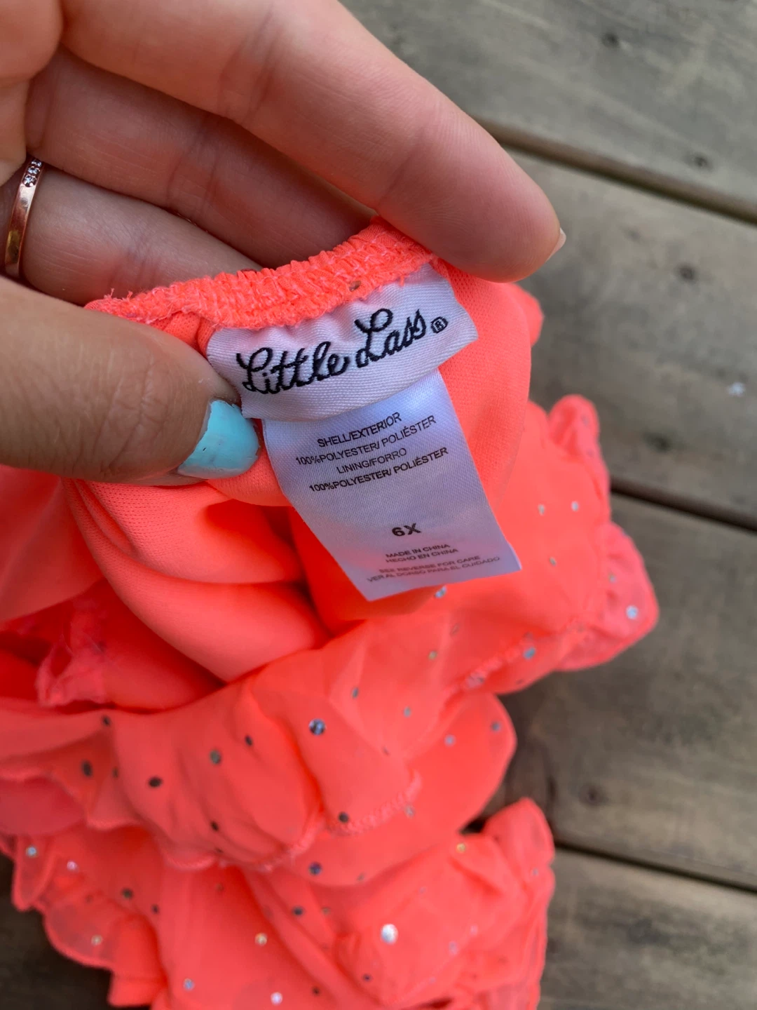 Little Lass Girls' Shirt Coral Sparkle Ruffle - photo 4