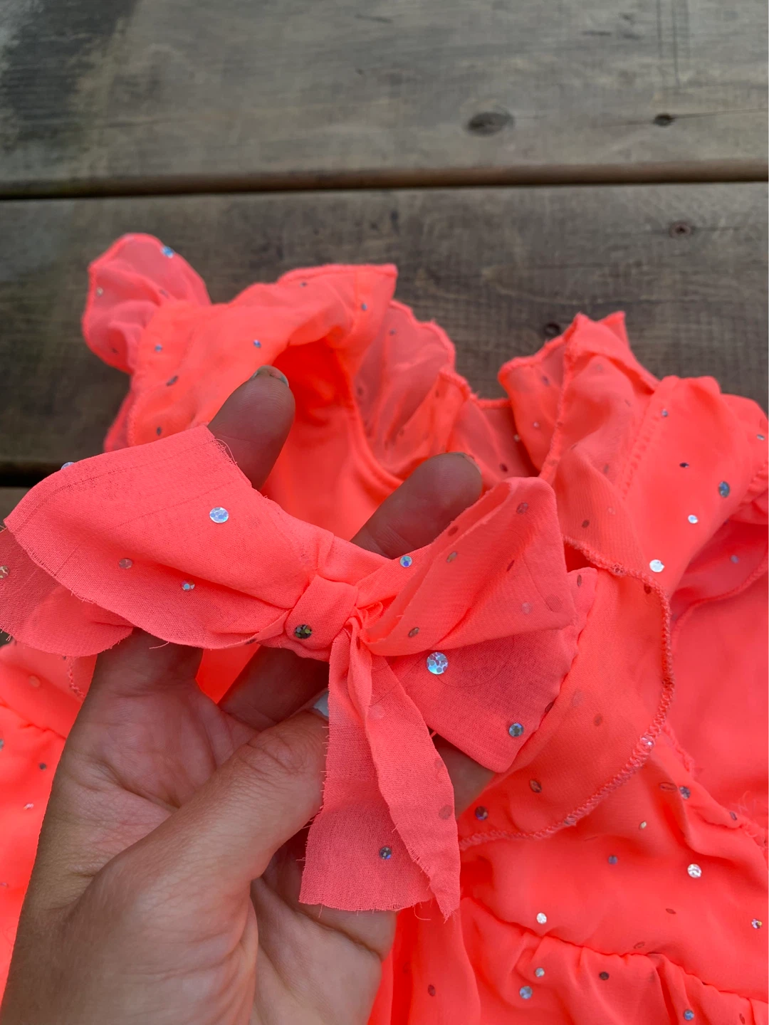 Little Lass Girls' Shirt Coral Sparkle Ruffle - photo 3