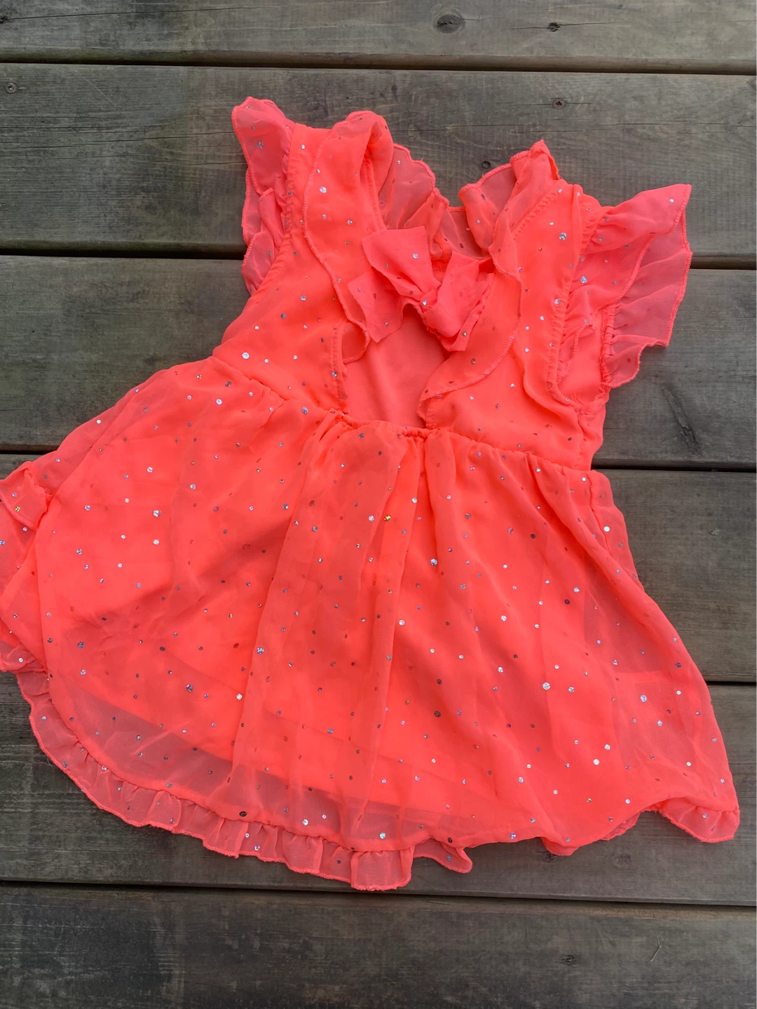 Little Lass Girls' Shirt Coral Sparkle Ruffle - photo 2