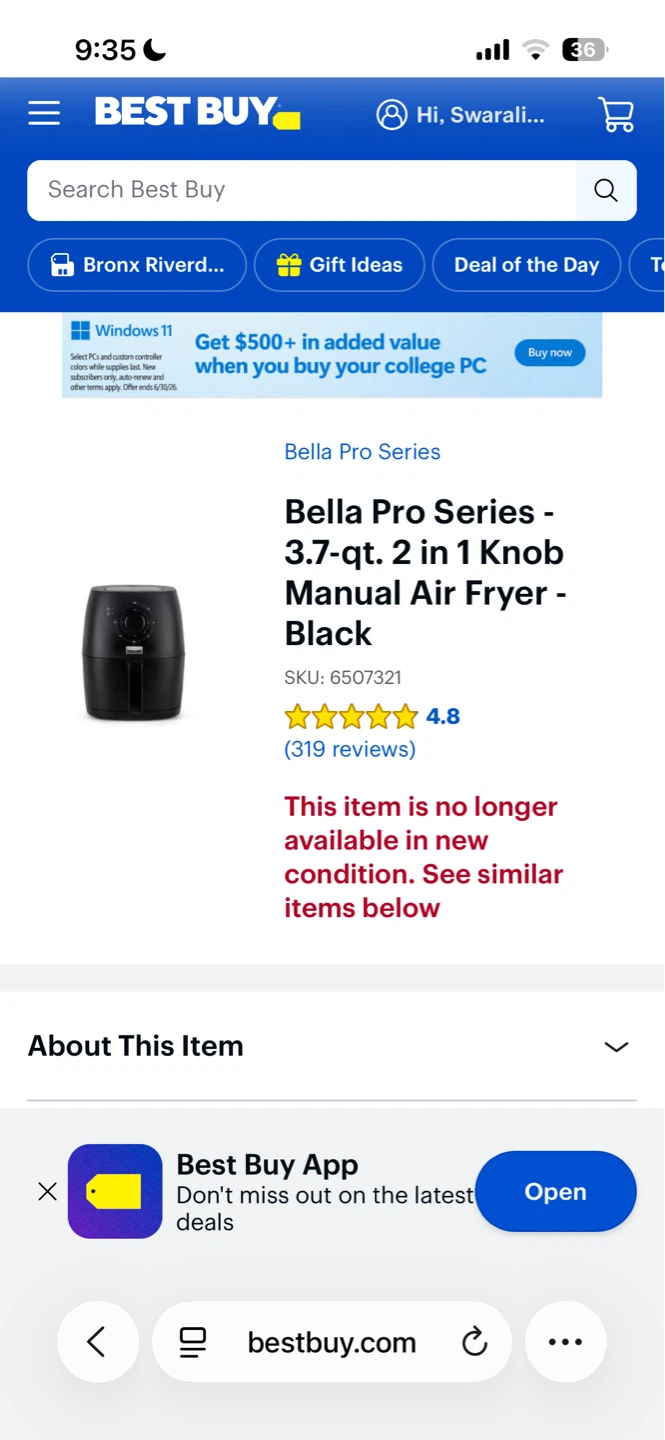 Bella Pro Series 3.7-Qt Air Fryer – $25 - photo 2